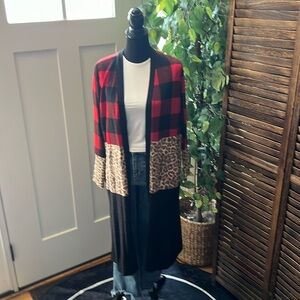 Leopard print Buffalo plaid and solid black fly away cardigan!